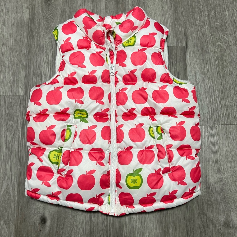 Old Navy Girls Apple Print Puffer‎ Vest, size 5T